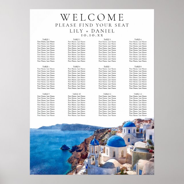 Santorin Griechenland Hochzeitskarte für Wasserfar Poster (Vorne)