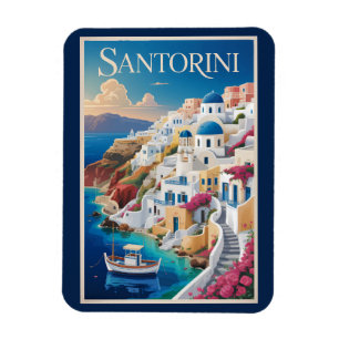 Santorin Griechenland Illustration Reise Kunst Vin Magnet