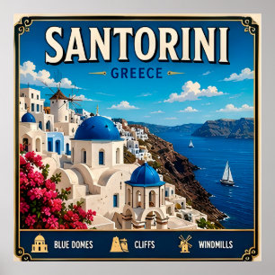 🏝️ Santorin Griechenland Insel Reise Andenken Ges Poster