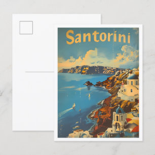 Santorin Griechenland Klassische Kunst Retro Vinta Postkarte