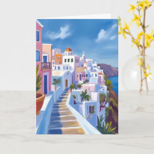 Santorin Griechenland Malerei Aquarell Reise Karte