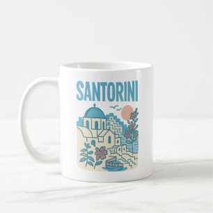 Santorin Griechenland Minimalistische Reiseillustr Kaffeetasse