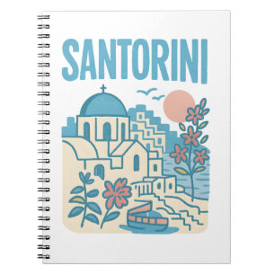 Santorin Griechenland Minimalistische Reiseillustr Notizblock