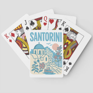 Santorin Griechenland Minimalistische Reiseillustr Spielkarten