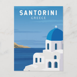Santorin Griechenland Retro Vintage Postkarte