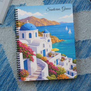 Santorin Griechenland Vintage Europa Urlaub Reise  Notizblock
