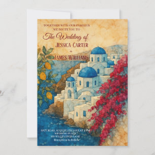 Santorin Griechische Insel Ziel Hochzeit Einladung