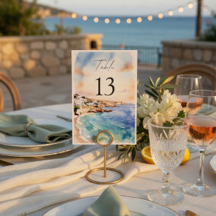 Santorin Hochzeit Tischnummern Mittelmeer