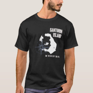 Santorin Island Mediterrane Koordinaten Karte Holi T-Shirt