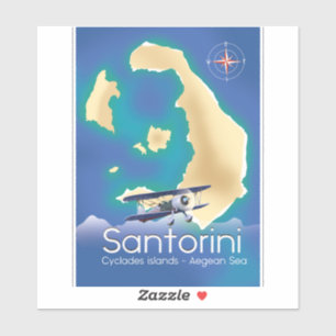 Santorin Kykladen Inseln Ägäisches Meer Karte Aufkleber