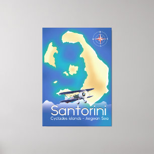 Santorin Kykladen Inseln Ägäisches Meer Karte Leinwanddruck