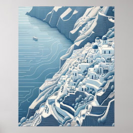 Santorin Minimalistische Kunst Zeichnend Poster