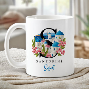 Santorin Monogramm Buchstabe S Personalisiertes Ge Kaffeetasse