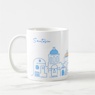 Santorin mug, Souvenir from Greece, hand drawing Kaffeetasse