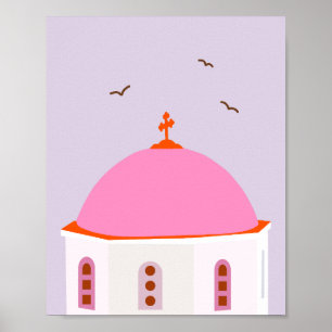 Santorin reist nach Griechenland rosa und Lila Poster