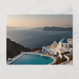 Santorin Sonnenuntergangsglück Postkarte