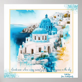 Santorin Wandkunst. Griechisches Poster. Haushalts Poster
