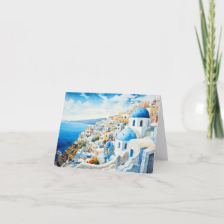 Santorin Watercolor Malerei Design. Karte