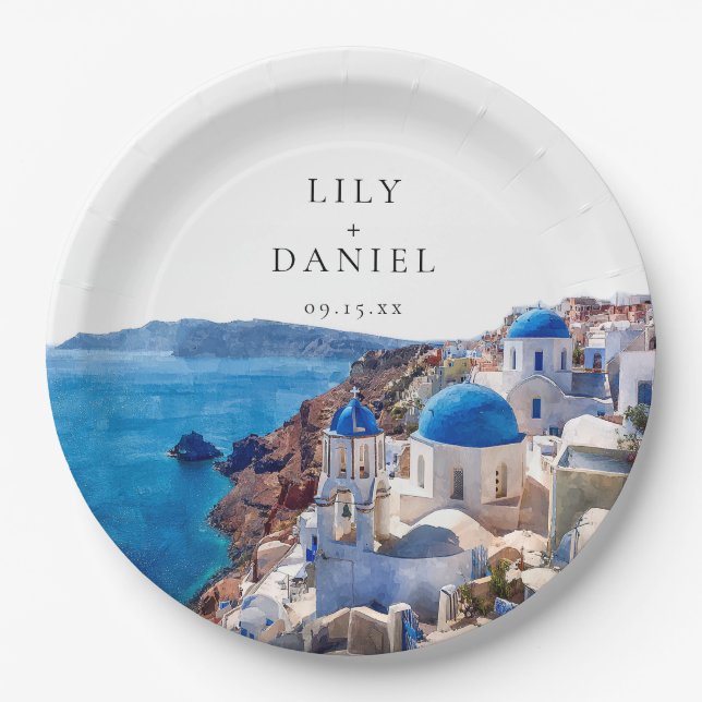 Santorini, Aquakultur Griechenland Hochzeit in Url Pappteller (Vorderseite)