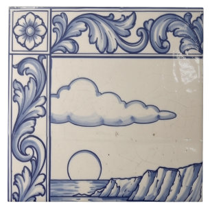 Santorini Azulejo-Muralfliese 1 von 6 oben links Fliese