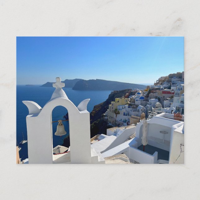 Santorini Bell Tower Griechenland Fotografie Postkarte (Vorderseite)