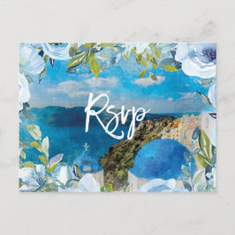 Santorini Blühende Hochzeit im Sommer rsvp Postkar Postkarte