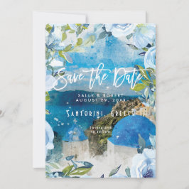 Santorini Blumenzwiebel Sommerhochzeit speichern S Dankeskarte