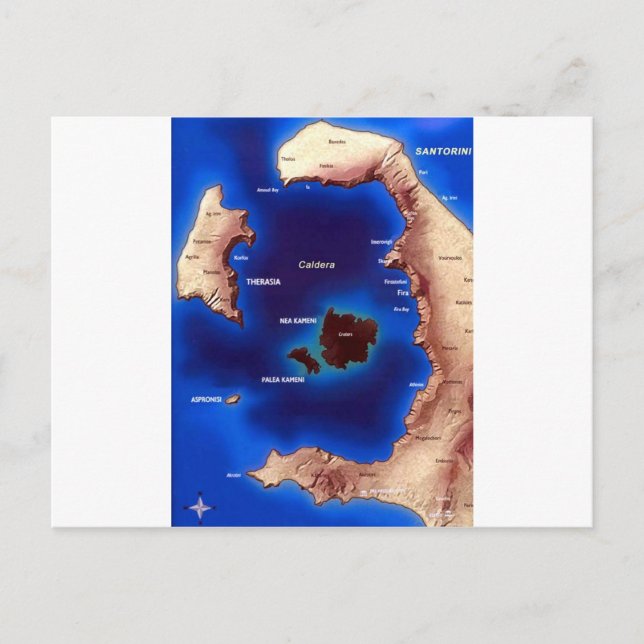 santorini-caldera-map.jpg postkarte (Vorderseite)
