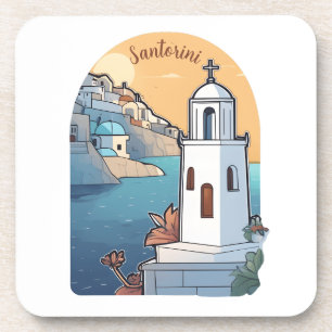 Santorini erkunden, Griechenland Getränkeuntersetzer