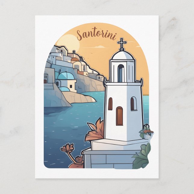 Santorini erkunden, Griechenland Postkarte (Vorderseite)