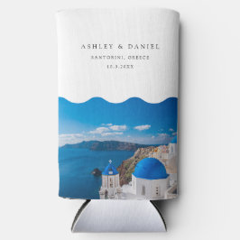 Santorini-Gastgeschenk Hochzeit Selters Dosenkühler