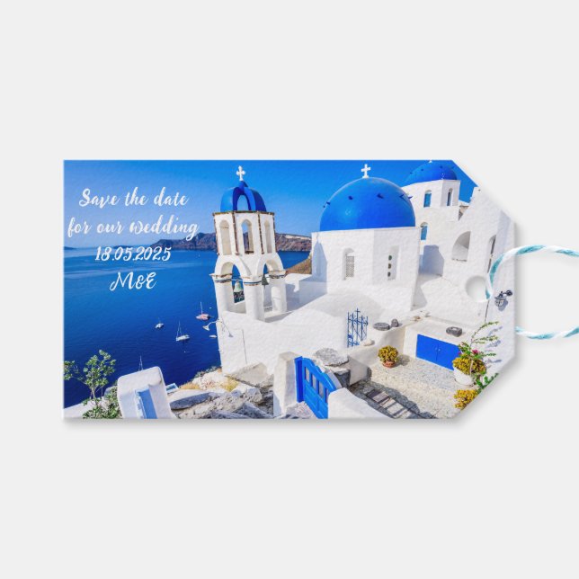 Santorini Gift Tag Geschenkanhänger (Vorderseite (Horizontal))