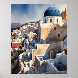 Santorini Grèce Paysage Voyage Art Imprimer Poster