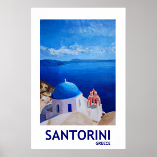 Santorini Grèce - Poster de style rétro II