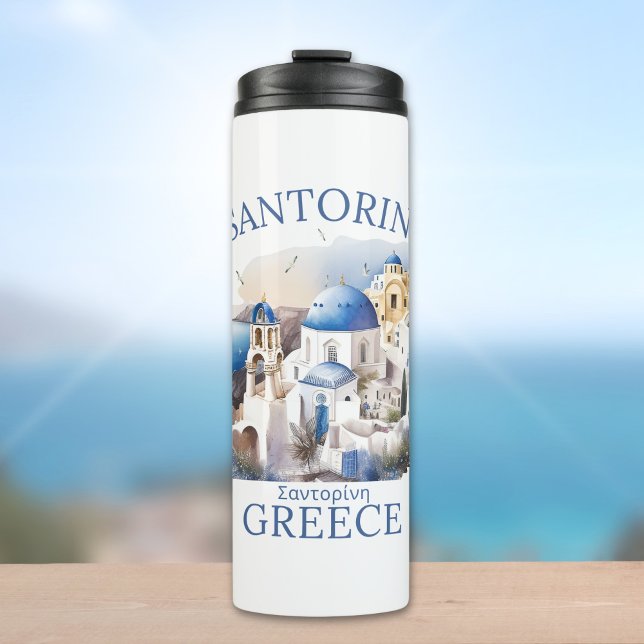 Santorini Greece Beautiful Island Thermosbecher (Von Creator hochgeladen)