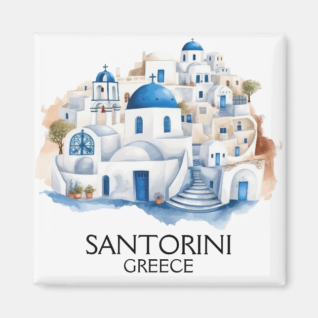 Santorini Greece Blue Roof Gebäude Architecture Magnet (Vorne)