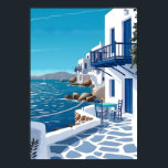 Santorini Greece Blue Sea Coastal Wall Art Poster<br><div class="desc">This vibrant illustration captures the refreshing beauty of a sun-drenched seaside escape. Featuring a bold blue-and-white palette and crisp, minimalist lines, it brings a bright and modern energy to any living space or office. Perfect for travel lovers and fans of contemporary design, this high-end wall art creates a serene focal...</div>