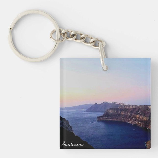 Santorini Greece Souvenir Acrylic Keychain (Devant)