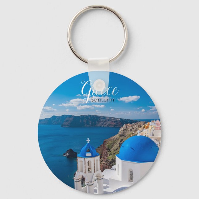 Santorini Greece Souvenir Keychain Schlüsselanhänger (Vorderseite)