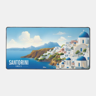 Santorini Greece Travel Poster Desk Mat Schreibtischunterlage