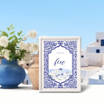 Santorini Greece Watercolor Landscape Ornate Frame Tischnummer<br><div class="desc">Transport yourself to Greece with our dreamy Greece-inspired destination wedding table number. Inspired by the mesmerizing beauty of Greece, captivating ocean views, and enchanting architecture. From the mesmerizing blues of the Aegean Sea to the sun-kissed hues of the Mediterranean coast, our wedding design is inspired by the magical palette of...</div>