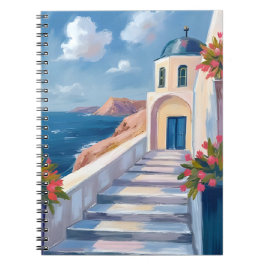 Santorini Greece Watercolor Travel Art Notizblock