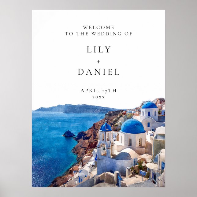 Santorini Greece Wedding Welcome Sign Poster (Vorne)