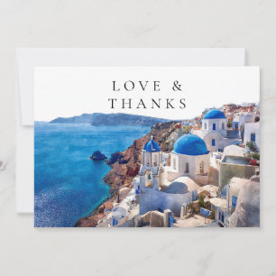 Santorini Griechenland Aquarell Hochzeitsfoto Dankeskarte