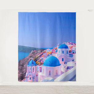 Santorini Griechenland Blue Island Foto Stand Hint Wandteppich