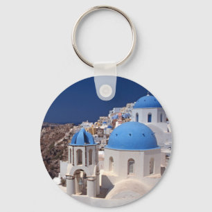Santorini Griechenland Button Schlüsselanhänger