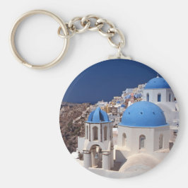 Santorini Griechenland Button Schlüsselanhänger