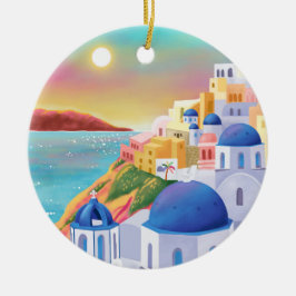Santorini Griechenland - Europa Art Destination Tr Keramik Ornament