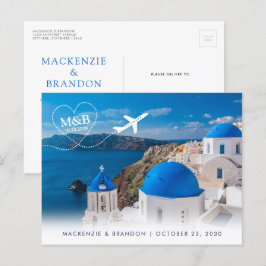 Santorini Griechenland Hochzeit in Urlaubsort Save Ankündigungspostkarte