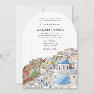 Santorini Griechenland Hochzeit von Skyline Einladung